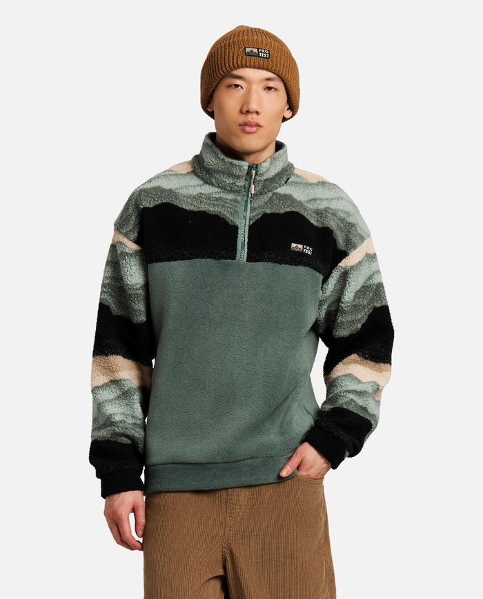 Sweat Homme M Public Outdoor 1/4 Zip Top Protest Vert