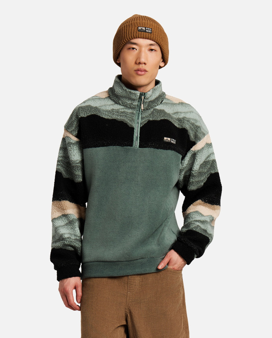 Sweat Homme M Public Outdoor 1/4 Zip Top Protest Vert