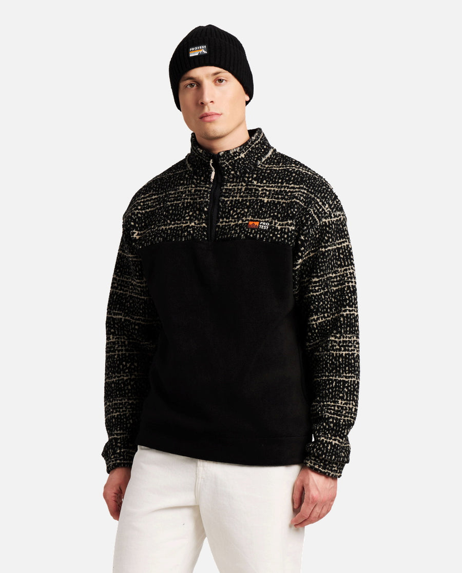 Sweat Homme M Public Outdoor 1/4 Zip Top Protest Noir